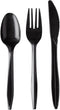 250 Plastic Cutlery Packets - Knife Fork Spoon Napkin Salt Pepper Sets | Black Plastic Silverware Sets Individually Wrapped Cutlery Kits, Bulk Pla...