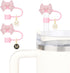 Cute Bow Straw Cover for Stanley Cup With 2 Initial Letter Charms Name ID Accessories Compatible With Stanley 30&40 OZ 10mm Straw Topper, Drinking...