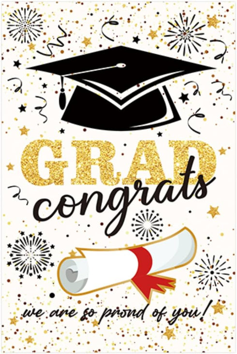 Graduation Diploma Cap Congrats Grad Garden Flag Double Sided 12x18 Inch Outside Decorations(D)...