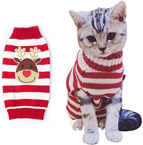 Cat Sweater Christmas Santa Claus Pet Cat Winter Knitwear Warm Clothes...