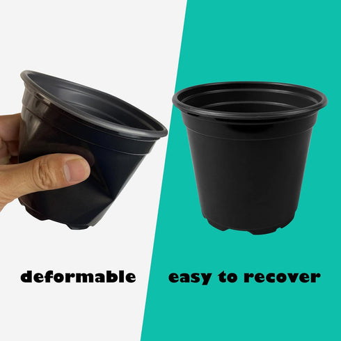 24pcs 3 4 5 6 Inch Nursery Pots Variety Pack, Flexible Plastic Plant Pots with Drainage Holes, Round Nursery Pot for Plastic Plants, Black Flower ...