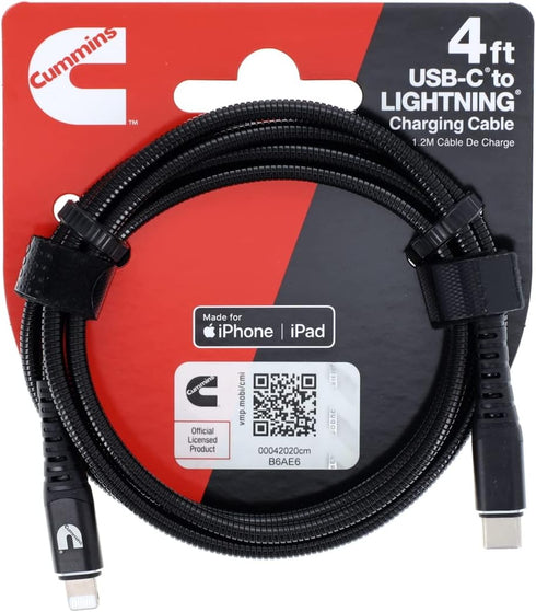 Cummins Lightning(R) to Type C(R) USB Braided Flex Cable and Wrap Attachment 4ft CMN4705......