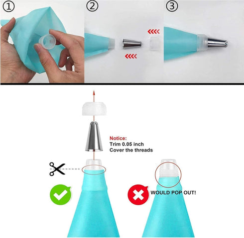 Cake Piping Set for Baking with Reusable Piping Bags and Tips, Standard Converters, Silicone Rings, Decorating Supplies for Deviled Egg , Cupcake ...