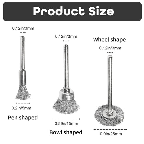 18Pcs Wire Brushes Set,Steel Wire Wheels Pen Brushes Set Kit Accessories for Rotary Tool-1/8"(3mm) Shank (18)...