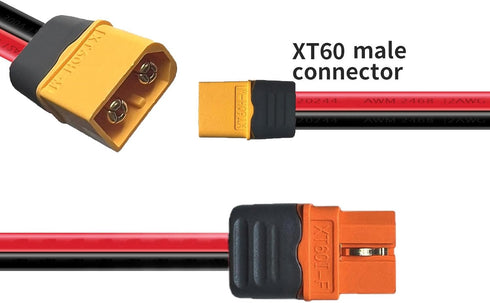 XT60i to XT60 Male Cable 10AWG Solar Charging Cable XT60i-F Extension Cable Solar Cable Compatible for Ecoflow Portable Power Station Solar Genera...