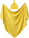 OWLOWLA Swaddle Blanket and Hat Set Newborn Swaddle Wrap Baby Receiving Blanket for Baby Boys Girls(Yellow)...