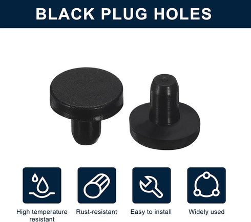 uxcell 16 Pieces Black Rubber Stopper, 5mm Plug Holes for 4.5-4.8mm/0.18-0.19" Hole...