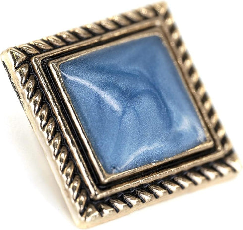 20 pcs Vintage Square Blue Enamel Metal Shank Sewing Buttons for Coats -25mm -1" Diagonal...