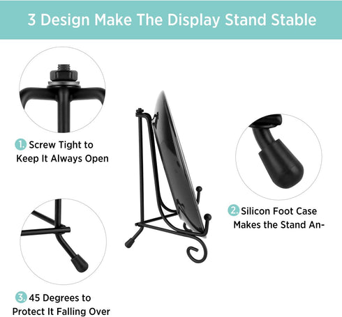 Teamkio Improved Anti-Slip Plate Holder Display Stand, Picture Frame Holder Stand, Easel Display Stand, Book Display Stand (4inch 4pack)...