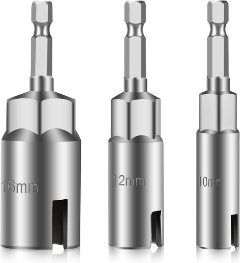 3Pcs Power Wing Nut Driver Set, SUNJOYCO 1/4" Hex Shank Slot Wing Nuts Bolt Driver Hook Drill Bit Socket Wrenches Tools Set for Panel Nuts Screws ...