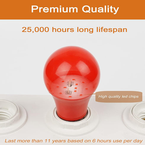 GREENIC Red Light Bulbs 9W (60 Watt Equivalent), 120V E26 Base A19 Red LED Lights for Bedroom, Porch, Holiday, Party, Valentine's Day, Halloween, ...