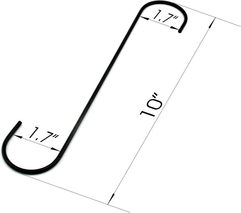 4 - Pack Extra Large 10"Black Antistatic Coating Steel Hanging Hooks S Shaped Heavy-Duty S Type Hooks,Best for Kitchenware, Pots, Utensils, Plants...