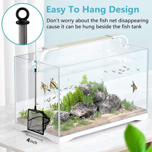 Fish Net for Fish Tank, Fine Mesh Aqurium Net with 9-24 Inch Stainless Steel Long Handle, Extendable Fishing Tank Net for Fish Shrimp Tank, Pond, ...