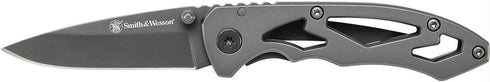 Smith & Wesson CK400 5.4in High Carbon S.S. Folding Knife with a 2.2in Drop Point Blade and Stainless Steel Handle for Outdoor, Tactical, Survival...