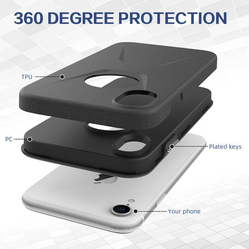 for iPhone XR Case 6.1 inch, 14ft Drop Tested, Shockproof Protection Dual Layer Case for iPhone XR, Black...