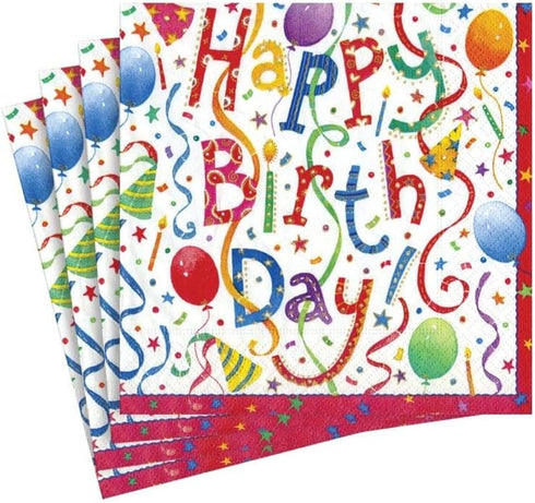 Caspari Happy Birthday Paper Cocktail Napkins, 20 Count,Multicolor,9100C...