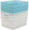 6-pack Plastic Weave Storage Basket, Small Basket, 10" x 7.48" x 4.13" Blue,white...
