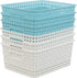 6-pack Plastic Weave Storage Basket, Small Basket, 10" x 7.48" x 4.13" Blue,white...
