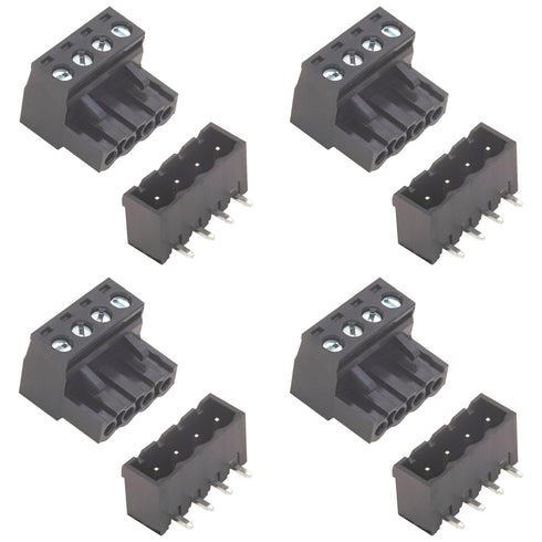 Tcenofoxy 5.08mm Phoenix Connector 4 Pin Black Phoenix Type PCB Screw Terminal Block Connector (4Sets 5.08M-BK-4P)...