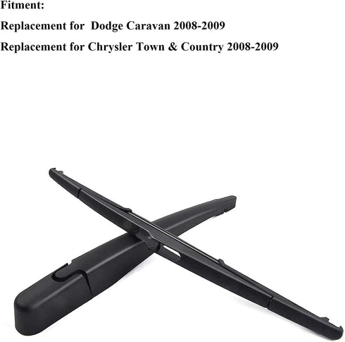 Rear Windshield Wiper Arm & Wiper Blade Set for Dodge Caravan Chrysler Town & Country 2008-2009 Replace OEM # 42783,68078306AA,55077097AC...