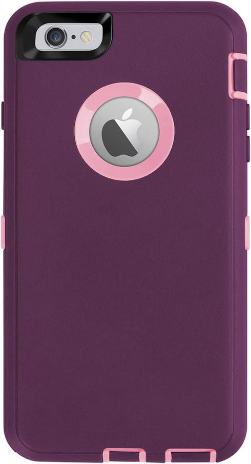 AICase iPhone 6/6S Plus Heavy Duty Case - Built-in Screen Protector, 4-in-1 Rugged Shockproof Cover (Pink/Purple)...