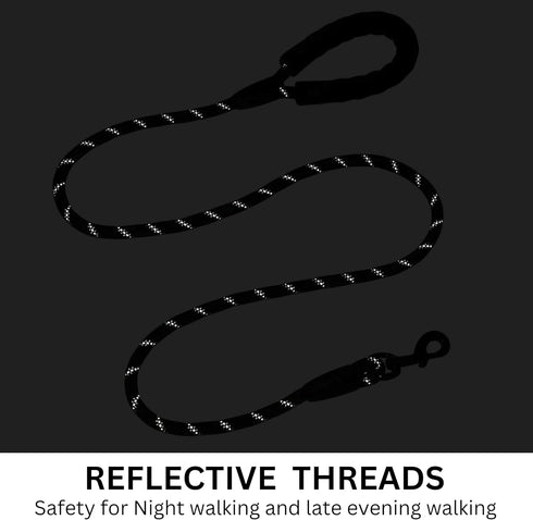 Rope Dog Leash 5 ft, Heavy Duty, Reflective, Tangle-Free rope with Comfortable Padded Handle, Ideal for small medium large Breed Dogs, Perfect for...