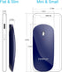 FENIFOX Bluetooth Mouse Slim, Whisper-Quiet Mini Flat Portable Mobile Mice Rechargeable Compatible with Laptop,PC,Android Windows Tablet (Deep Blu...