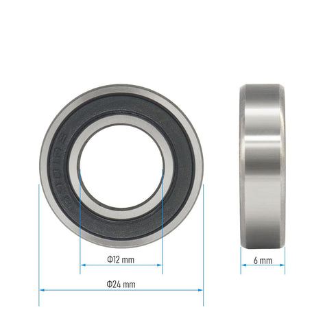 6901-2RS 2 PCS Deep Groove Ball Bearing 12×24×6mm Double Black Rubber Shielded Ball Bearing Chrome Steel P0 Z2 Bearing for Industrial Machine,Powe...