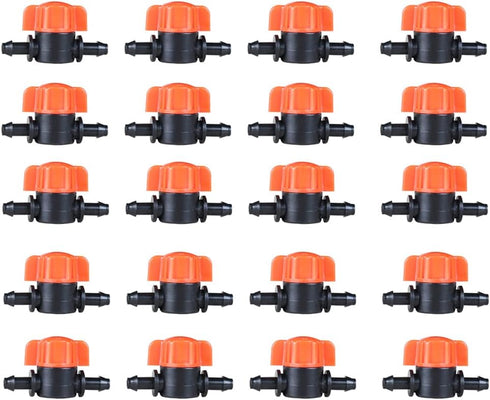 20pcs 1/4 Inch Barb Shut-Off Valve Universal Drip Irrigation Tubing Coupling Valve...