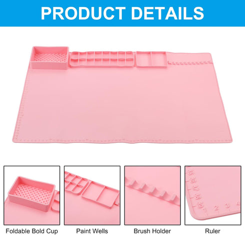 PATIKIL Silicone Painting Craft Mat 16x24 Inches,Painting Station with 16 Color Dividers and 2 Paint Dividers for Art, DIY, Drawing, Clay and Play...