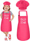 Kids Apron and Chef Hat Set, “Kiss The Little Cook” Apron Adjustable Child Apron Chef Training Funny Apron...