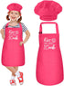 Kids Apron and Chef Hat Set, “Kiss The Little Cook” Apron Adjustable Child Apron Chef Training Funny Apron...