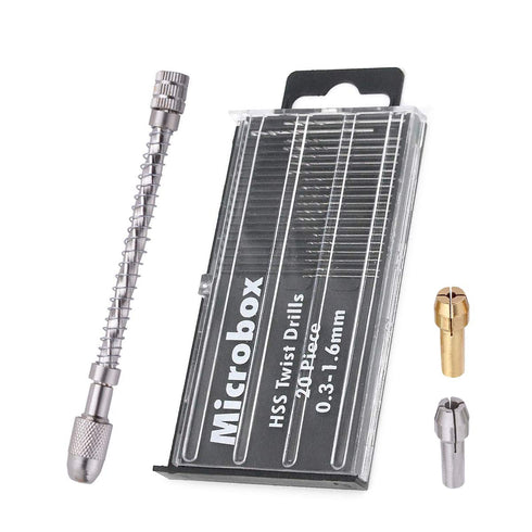 Manual Hand Drill Pin Vise + 20pcs Mini Drill Bit Set + 2pcs Drill Bit Chuck, Spiral Hand Push Drill Chuck Twist Bit Micro Tool for Jewelry Making...