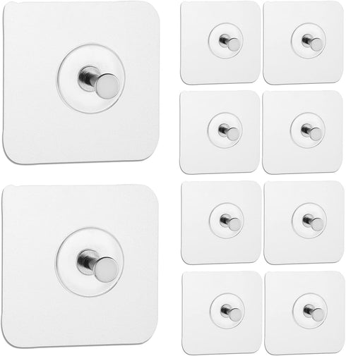 Reusable Adhesive Wall Hooks 13.5lbs(Max) Transparent , Waterproof and Oilproof For Bathroom Kitchen Heavy Duty 10 Pack...