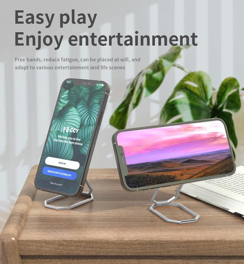 Phone Ring Holder Finger Kickstand Foldable Cell Phone Stand Upgraded 360°Rotation Metal Ring Grip Holder for Magnetic Car Mount Compatible with i...