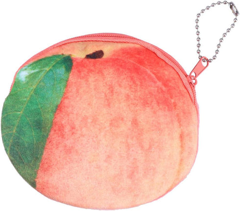 SUPVOX Coin Pouch with Keychain Cute Juicy Peach Fruit Shape Soft Plush Coin Purse Change Cash Bag Zipper Small Purse Wallets for Women Girls...