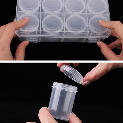 Segbeauty Gem Organizer Box, Clear Bead Container 12 Compartments with Secure Lids, Empty Plastic Display Case Jewelry Organizer Transparent Nail ...