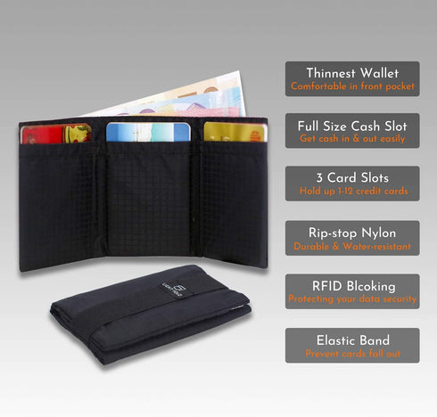 LIGHT FOLD Slim Wallet for Men with RFID Blocking - Minimalist Slim Wallet with Thin, Durable Style & Data Protection - Multiple Pockets for 12 Ca...