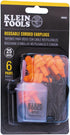 Klein Tools 605036 Corded Earplugs, 25dB NRR, Reusable Orange Earplugs, 6-Pack with Case for Construction, Industrial Use, Shooting and Hunting...
