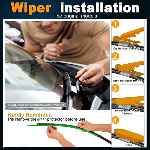 OEM 22"+22" Wiper Blade Replacement for 08-13 Chevy Avalanche Silverado Tahoe Suburban 05-18 GMC Sierra Yukon Cadillac Escalade EXT ESV SLK SLC-Or...