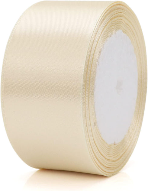25 Yards 1-1/2 inches Wide Satin Ribbon Suitable for Wedding, Party and Gift Box Packaging Ribbon (Rice White, 1-1/2")...