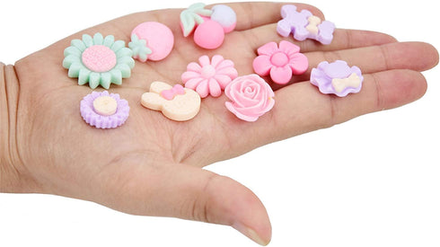 Onwon 100 Pieces 3D Candy Color Resin Flower Bow Fruit Animal Flatback Button for DIY Hair Clip Headband Scrapbooking Embelishments...