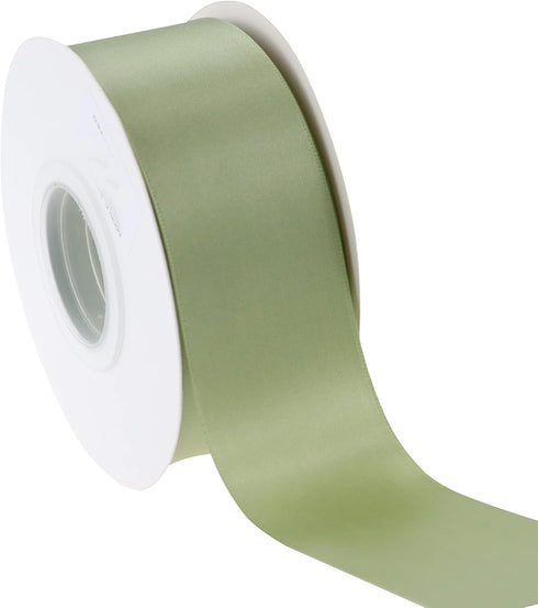 Sage Green Satin Ribbon 1-1/2 Inch Moss Ribbon for Crafts Double Face Satin Ribbon for Gift Wrapping Thick Ribbon for Wedding Decor Hair Bows Part...