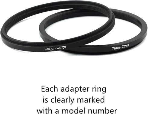 Filter Ring Adapter Set 18 Pieces, Camera Lens Filter Stepping Rings Kit, Lightweight and Durable Aluminum, 9 Pcs Step Up Rings Set and 9 Pcs Step...