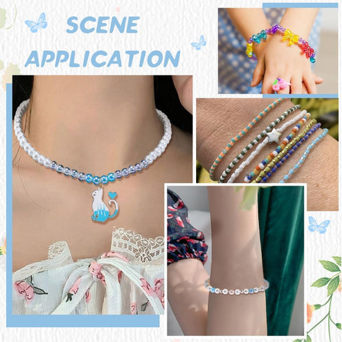 SUNNYCLUE 240m 4 Rolls 0.8mm Elastic Beading Thread Elastic String Stretch Bracelet Cord Blue Spandex Crystal Threads Seed Beaded Cords for Jewelr...