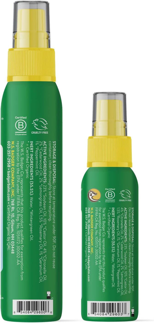 Badger Bug Spray, Organic Deet Free Mosquito Repellent with Citronella & Lemongrass, Natural Bug Spray for People, Family Friendly Bug Repellent, ...