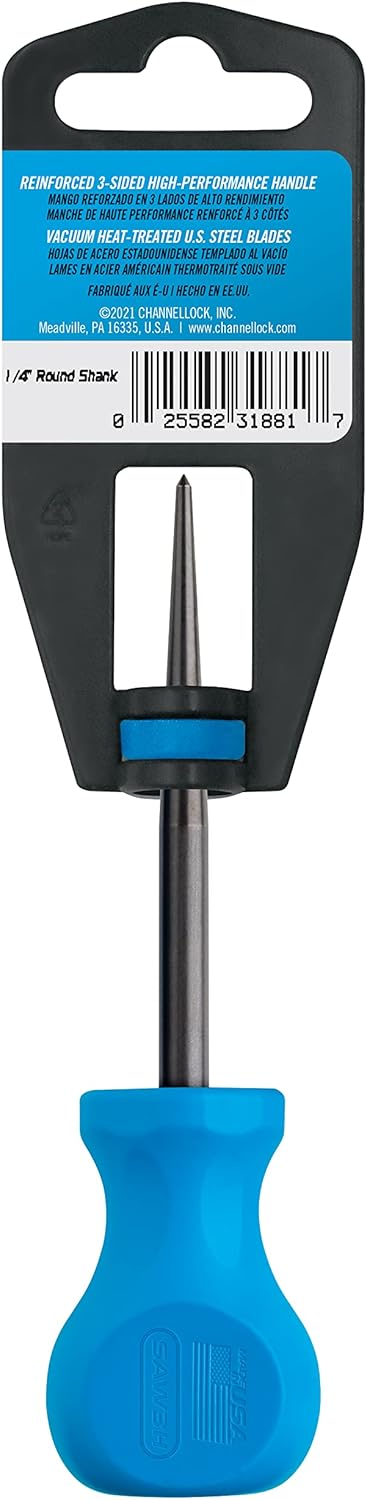 CHANNELLOCK SAW3H 3-inch Professional Scratch Awl Pick, Precision Machined Non-Magnetic, Made in USA, Molded Tri-Lobe Grip...