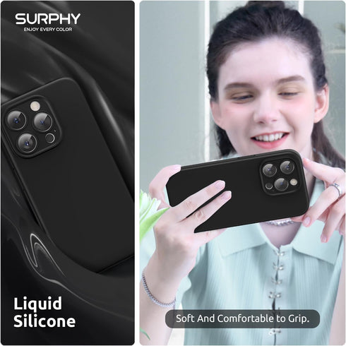 SURPHY Designed for iPhone 15 Pro Case Compatible with MagSafe (6.1 inch 2023), with 2 Pack Screen Protector, Liquid Silicone Phone Case (Camera P...