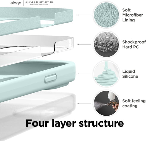 elago Compatible with iPhone 14 Case, Liquid Silicone Case, Full Body Protective Cover, Shockproof, Slim Phone Case, Anti-Scratch Soft Microfiber ...