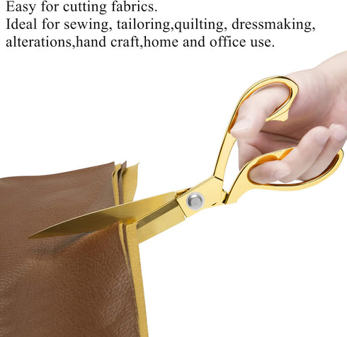 Premium Tailor Scissors,Heavy Duty Sewing Scissors Gold Titanium Coating Stainless Steel Fabric Scissors Leather Comfort Grip Shears Professional ...